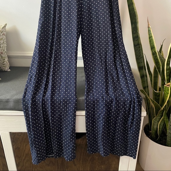 OLIVACEOUS | navy blue polka dot jumpsuit with open back - Picture 5 of 9